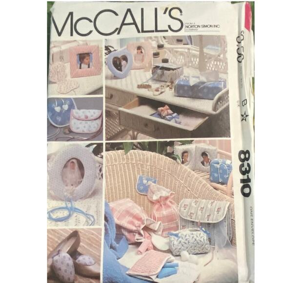 Vtg McCalls 8310 Craft Pattern One Size 1982 Baby Gift Jewel Box Purse Heart - Picture 2 of 5